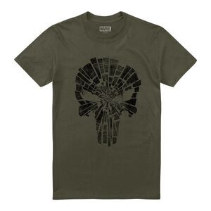The Punisher Mens Shattered Logo T-Shirt / Military Green